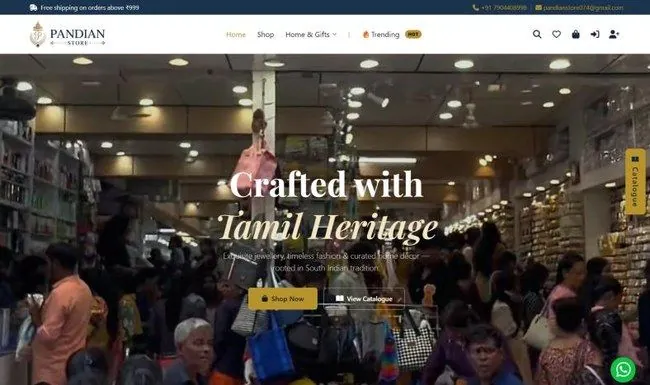 Pandian Store - E-Commerce Website designed by Paperkappal Technologies
